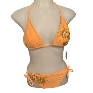 Orange Floral Bikini Set